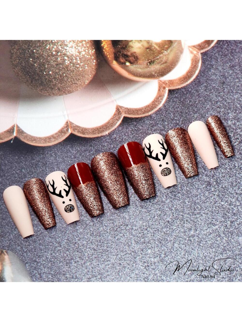24 Pcs Christmas Press on Nails/Festive Nails/Stick on Nails/False Nails